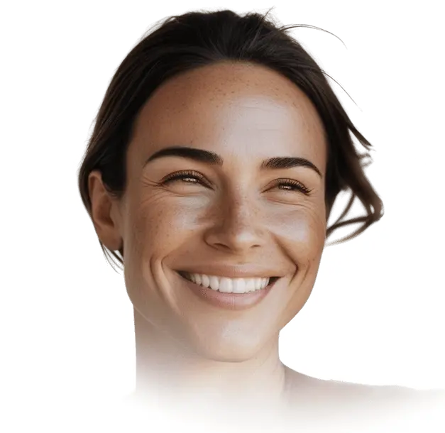 Beautiful woman in her 30s with plump, youthful facial contours and smooth, wrinkle-free skin, representing dermal filler treatments at Infinite You MedAesthetics to restore volume and enhance natural features.