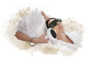 Woman in her 40s receiving Lutronic Ultra laser skin resurfacing treatment, highlighting Infinite You MedAesthetics’ expertise in improving skin tone, texture, and overall complexion.